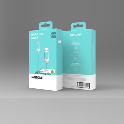 PANTONE kabel USB - microUSB 1,5m 2,4A PT-MC001-5 Teal 3242C