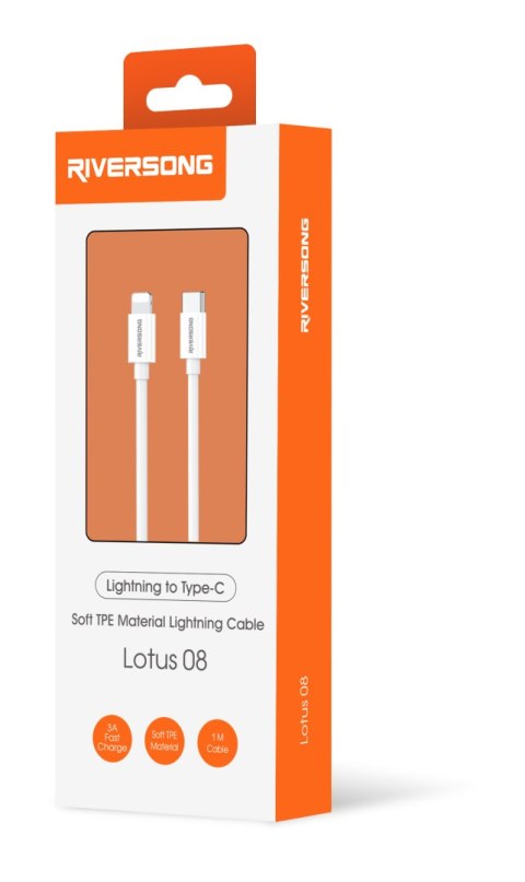 Riversong kabel Lotus 08 USB-C - Lightning 1,0m 3A jasny szary CL76 Riversong kabel Lotus 08 USB-C - Lightning 1,0m 3A jasny szary CL76