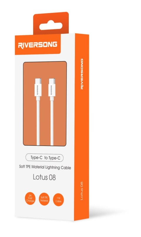 Riversong kabel Lotus 08 USB-C - USB-C 1,0m 3A jasny szary CT76 Riversong kabel Lotus 08 USB-C - USB-C 1,0m 3A jasny szary CT76