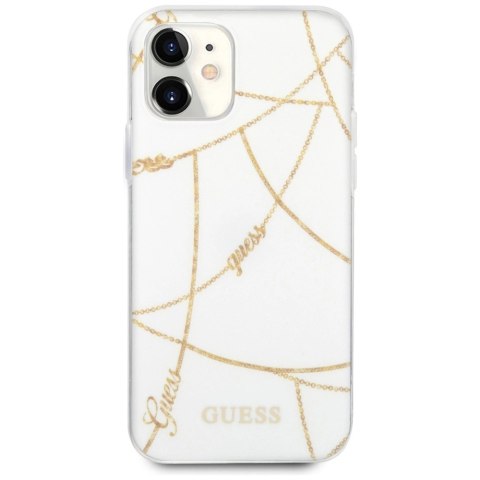 Etui Guess Gold Chain Collection na iPhone 12 mini - białe