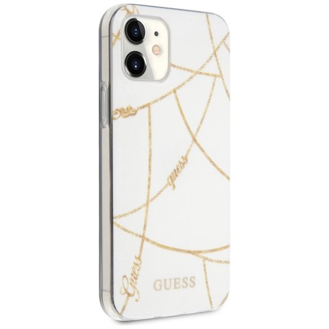 Etui Guess Gold Chain Collection na iPhone 12 mini - białe