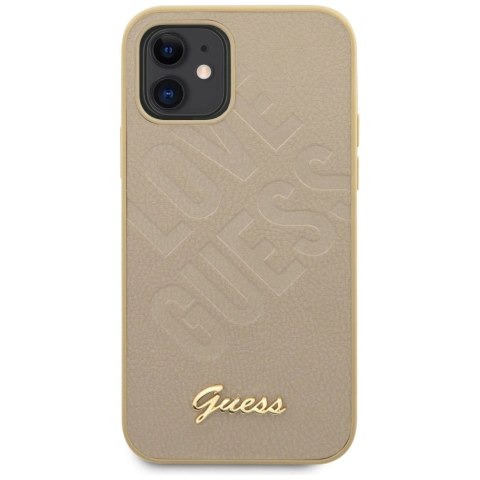Etui Guess Iridescent Love Script Gold Logo na iPhone 12 mini - złote