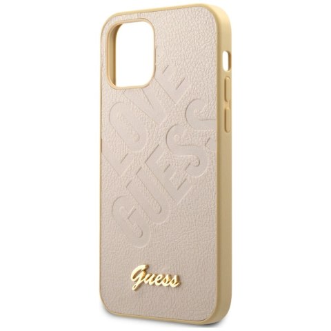 Etui Guess Iridescent Love Script Gold Logo na iPhone 12 mini - złote