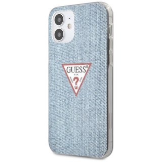 Etui Guess Jeans Collection na iPhone 12 mini - niebieskie