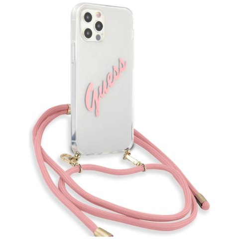 Etui Guess Script Vintage na iPhone 12 Pro Max 6,7" - różowe