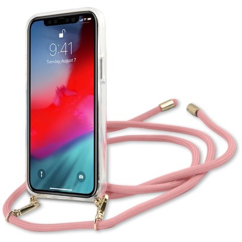 Etui Guess Script Vintage na iPhone 12 Pro Max 6,7" - różowe