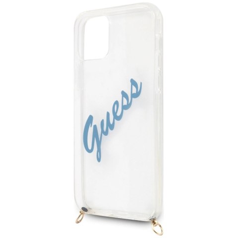 Etui Guess Script Vintage na iPhone 12 / iPhone 12 Pro - niebieskie