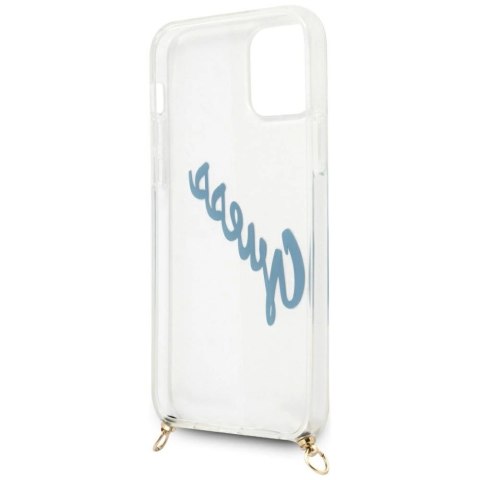 Etui Guess Script Vintage na iPhone 12 / iPhone 12 Pro - niebieskie