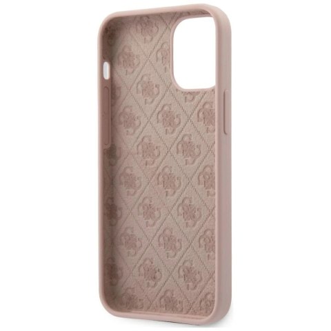 Etui Guess Silicone Script Gold Logo na iPhone 12 mini - jasnoróżowe