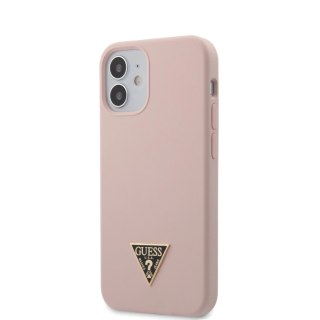 Etui Guess Silicone Triangle Logo na iPhone 12 mini - jasnoróżowe
