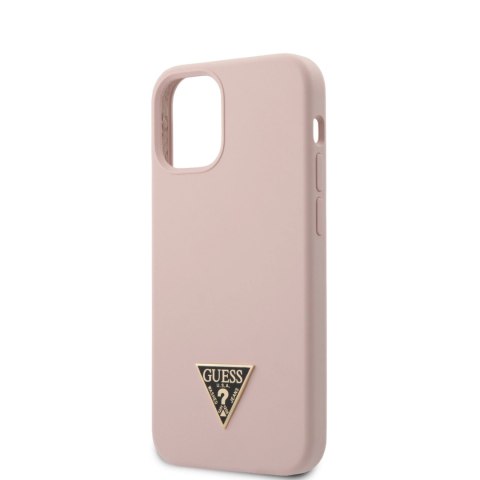 Etui Guess Silicone Triangle Logo na iPhone 12 mini - jasnoróżowe