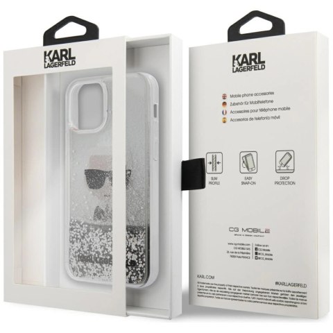 Etui Karl Lagerfeld Ikonik Liquid Glitter na iPhone 12 mini - srebrne