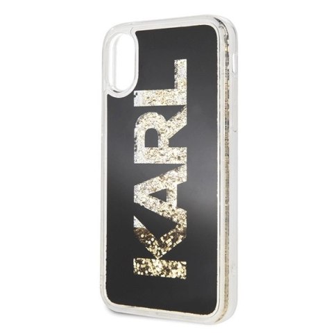 Etui Karl Lagerfeld Karl logo Glitter na iPhone X / Xs - czarne