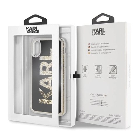 Etui Karl Lagerfeld Karl logo Glitter na iPhone X / Xs - czarne