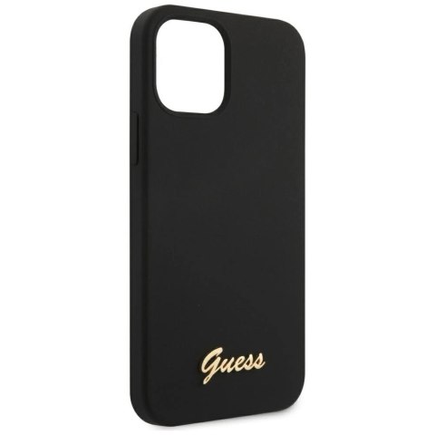 Guess GUHCP12SLSLMGBK iPhone 12 mini 5,4" black/czarny hardcase Silicone Script Gold Logo