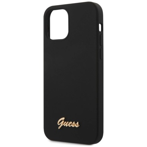 Guess GUHCP12SLSLMGBK iPhone 12 mini 5,4" black/czarny hardcase Silicone Script Gold Logo