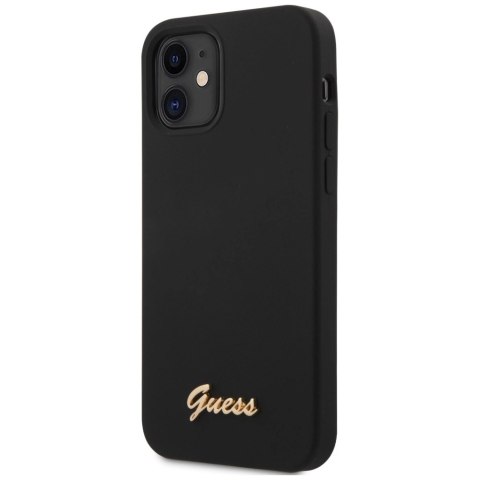 Guess GUHCP12SLSLMGBK iPhone 12 mini 5,4" black/czarny hardcase Silicone Script Gold Logo
