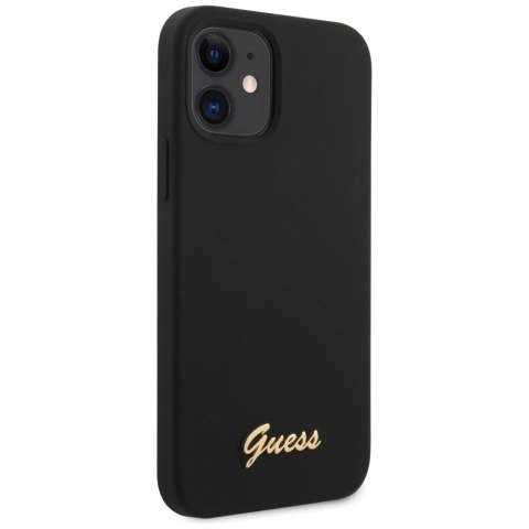 Guess GUHCP12SLSLMGBK iPhone 12 mini 5,4" black/czarny hardcase Silicone Script Gold Logo