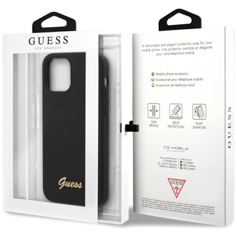 Guess GUHCP12SLSLMGBK iPhone 12 mini 5,4" black/czarny hardcase Silicone Script Gold Logo