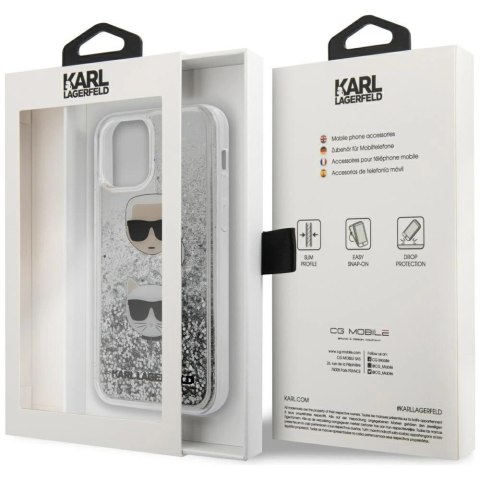 Karl Lagerfeld KLHCP12SKCGLSL iPhone 12 mini 5,4" srebrny/silver hardcase Liquid Glitter Karl&Choupette
