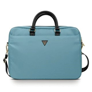 Torba Guess Nylon Triangle Logo na laptopa 16" - niebieska