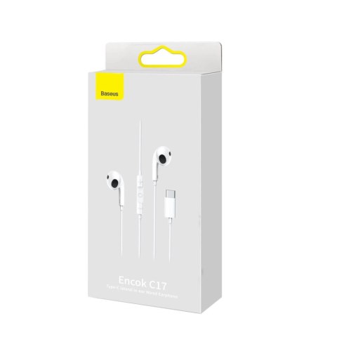Baseus Encok C17 douszne słuchawki na kablu z mikrofonem USB-C - białe