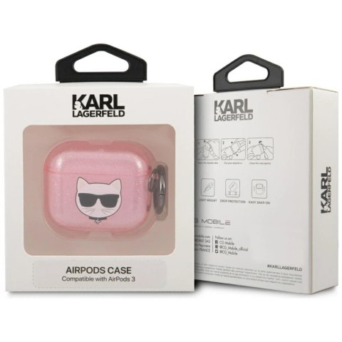 Etui Karl Lagerfeld Glitter Choupette na AirPods 3 - różowe