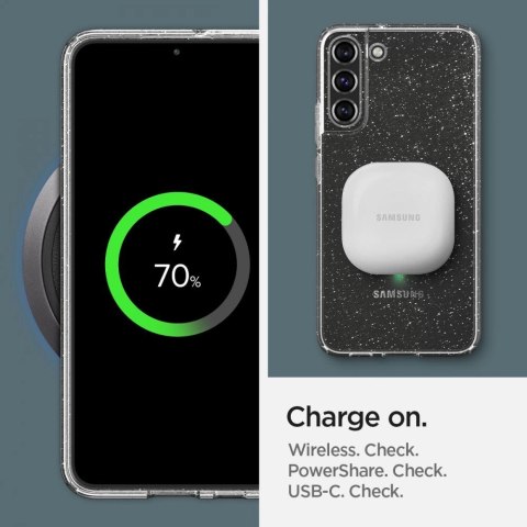 Etui Spigen Liquid Crystal na Samsung Galaxy S22 - przezroczysto-brokatowe