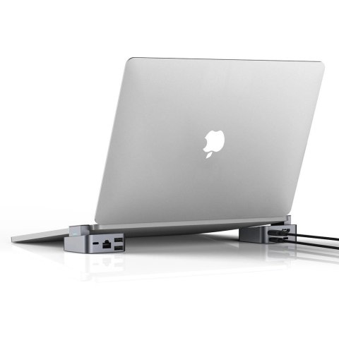 Hub Joyroom S-H121 podstawka USB-C - USB-A 3.0 / RJ45 / HDMI / USB-C / Thunderbolt do MacBook Pro - szary