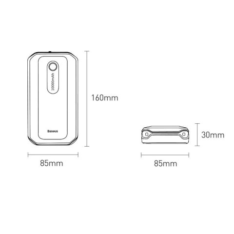 Baseus powerbank Power Starter Jump Starter urządzenie rozruchowe booster 10000mAh 12V (1000A / 500A) + kable krokodylki czarny 