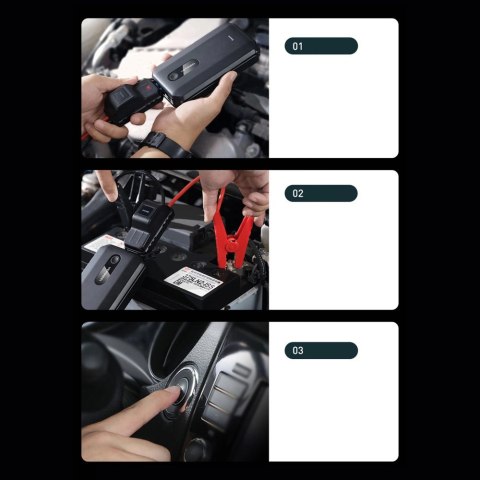 Baseus powerbank Power Starter Jump Starter urządzenie rozruchowe booster 10000mAh 12V (1000A / 500A) + kable krokodylki czarny 