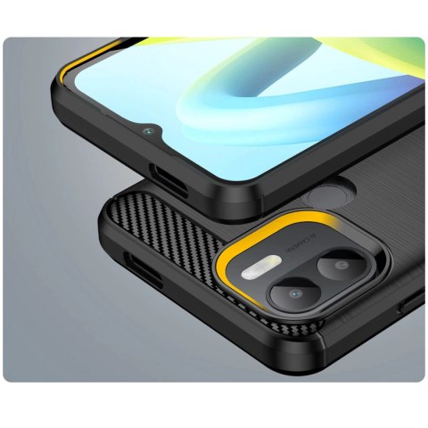 Carbon Case etui do Xiaomi Redmi A1+ elastyczny silikonowy karbonowy pokrowiec czarne