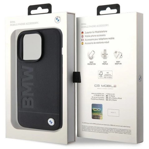 Etui BMW Leather Hot Stamp na iPhone 15 Pro Max - czarne
