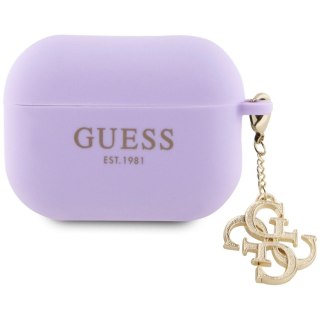 Etui Guess Liquid Silicone Glitter Triangle Charm na AirPods Pro 2 - fioletowe
