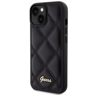 Etui Guess Quilted Metal Logo na iPhone 15 - czarne
