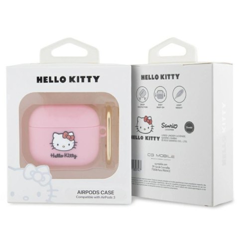Etui Hello Kitty Silicone 3D Kitty Head na AirPods 3 - różowe