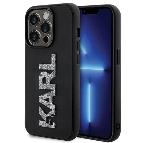 Etui Karl Lagerfeld 3D Rubber Glitter Logo na iPhone 15 Pro Max - czarne
