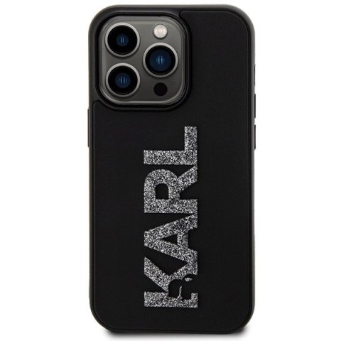 Etui Karl Lagerfeld 3D Rubber Glitter Logo na iPhone 15 Pro - czarne