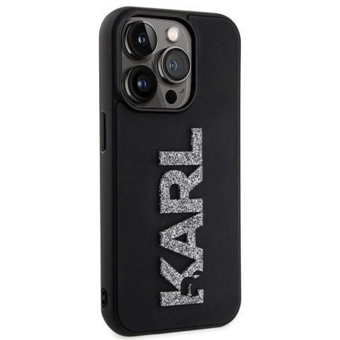 Etui Karl Lagerfeld 3D Rubber Glitter Logo na iPhone 15 Pro - czarne