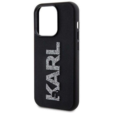 Etui Karl Lagerfeld 3D Rubber Glitter Logo na iPhone 15 Pro - czarne