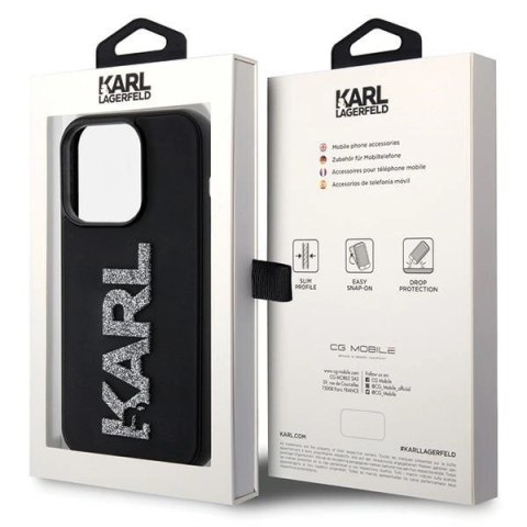 Etui Karl Lagerfeld 3D Rubber Glitter Logo na iPhone 15 Pro - czarne