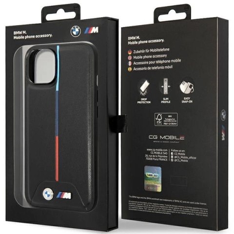 Etui BMW M Quilted Tricolor na iPhone 15 / 14 / 13 - czarne
