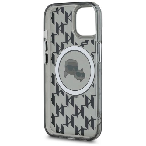 Etui Karl Lagerfeld IML Monogram Karl & Choupette Head MagSafe na iPhone 15 - czarne