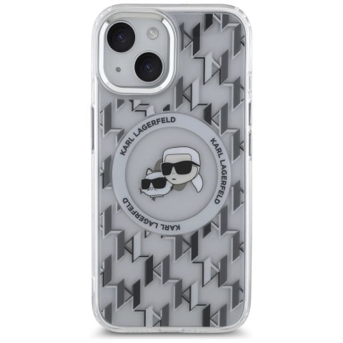 Etui Karl Lagerfeld IML Monogram Karl & Choupette Head MagSafe na iPhone 15 - przezroczyste