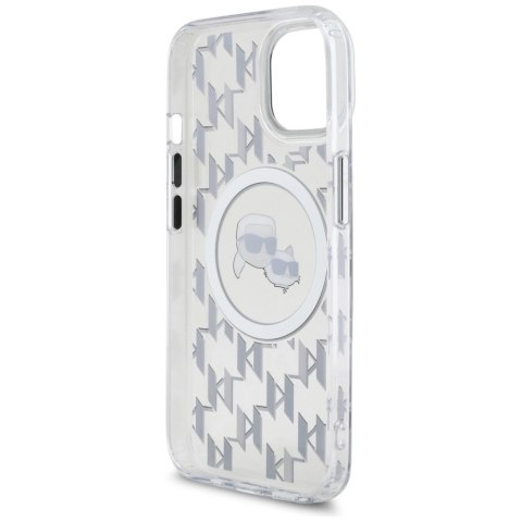 Etui Karl Lagerfeld IML Monogram Karl & Choupette Head MagSafe na iPhone 15 - przezroczyste