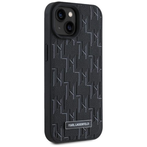 Etui Karl Lagerfeld Leather Monogram Metal Logo na iPhone 15 / 14 / 13 - czarne