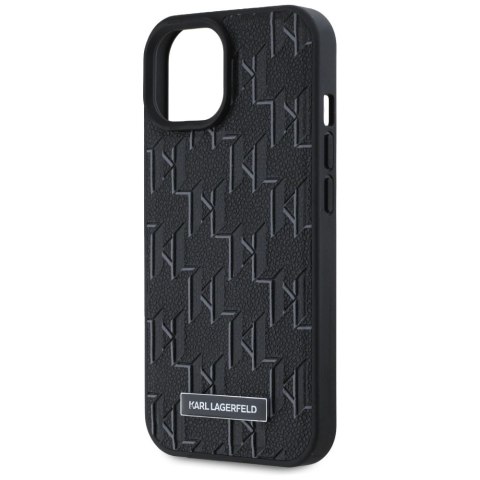 Etui Karl Lagerfeld Leather Monogram Metal Logo na iPhone 15 / 14 / 13 - czarne