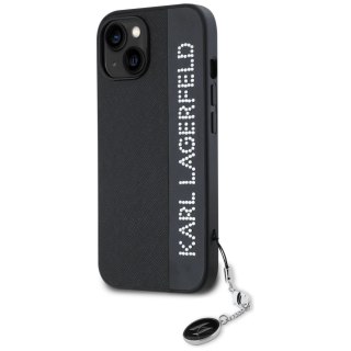 Etui Karl Lagerfeld Saffiano Rhinestones & Charm na iPhone 15 / 14 / 13 - czarne