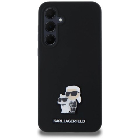 Etui Karl Lagerfeld Silicone Karl&Choupette Metal Pin na Samsung Galaxy A35 - czarne