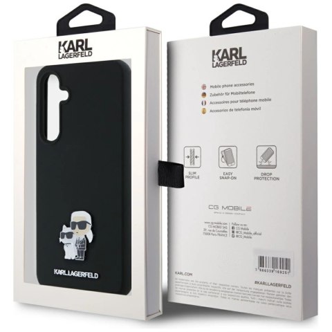 Etui Karl Lagerfeld Silicone Karl&Choupette Metal Pin na Samsung Galaxy A35 - czarne
